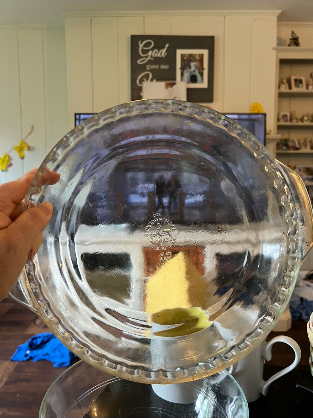 Clear Glass Serving Bowl with Scalloped Edge